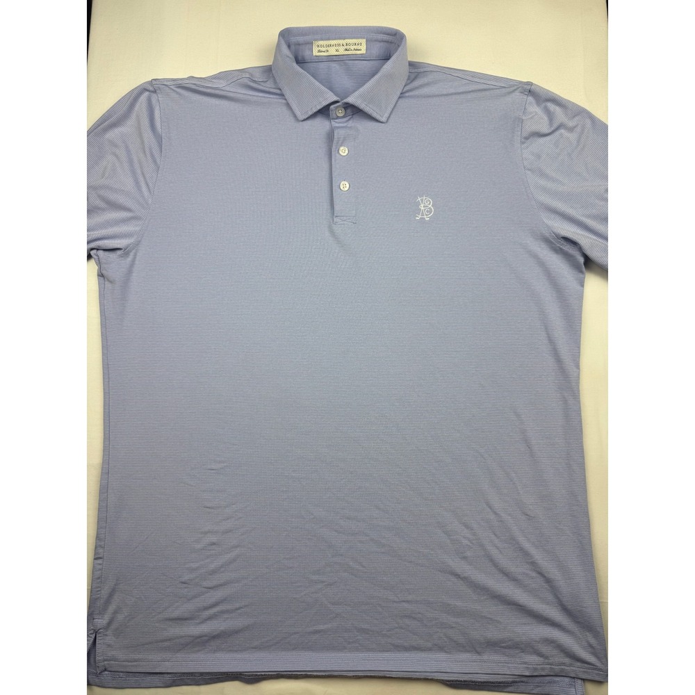 Holderness & Bourne Polo XL Blue Striped Broadmore Country Club Tailored Fit